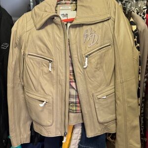 Harley-Davidson Tan Leather Jacket with Plaid Lining. Brand new!